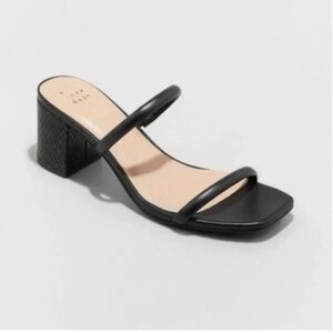 A New Day New Cris Mule Heels Black casual sandal two straps Women Size 7.5